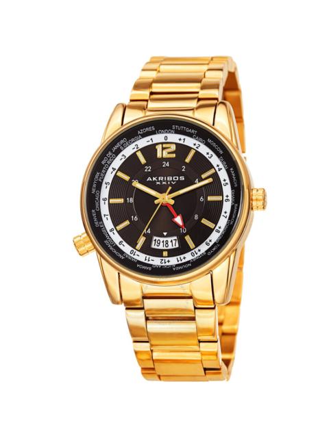 Other Designers Akribos XXIV World Time Quartz Black Dial Men's Watch AK1021YGB