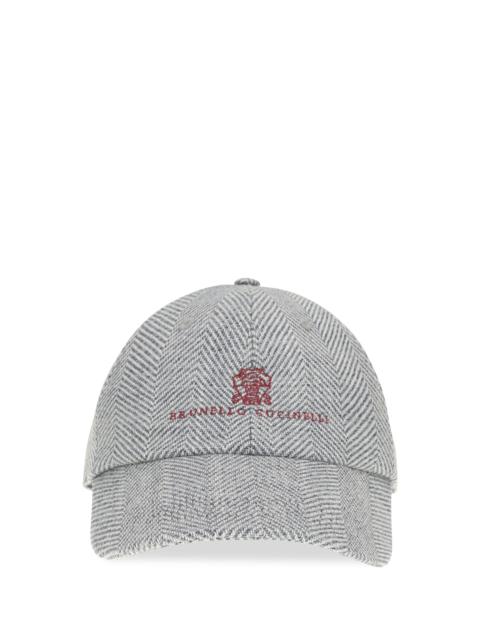Brunello Cucinelli Brunello Cucinelli Men Alpaca, Wool And Silk Chevron Baseball Hat With Logo