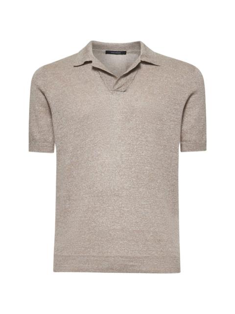 TAGLIATORE - Tagliatore Men Beige Linen And Cotton Knit Polo Shirt