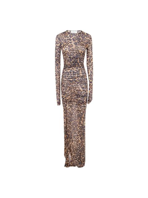 leopard-print ruched maxi dress