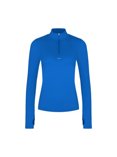 PANGAIA Womens Plant-Stretch Zipped Long Sleeve Top - Gaia Blue