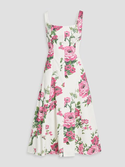 CAROLINA HERRERA Floral-print cotton-blend poplin midi dress