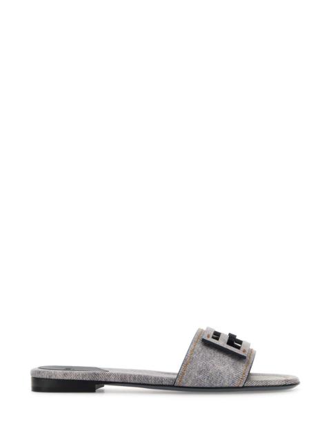 Fendi Women Printed Leather Baguette Slippers