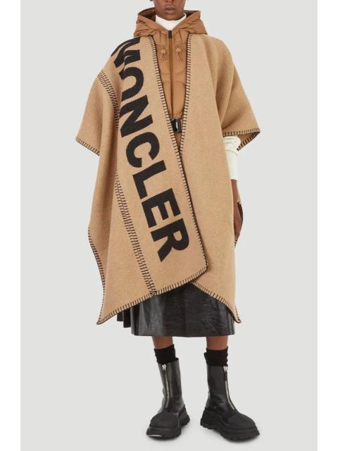 MONCLER MANTELLA Logo Wool Cape Poncho