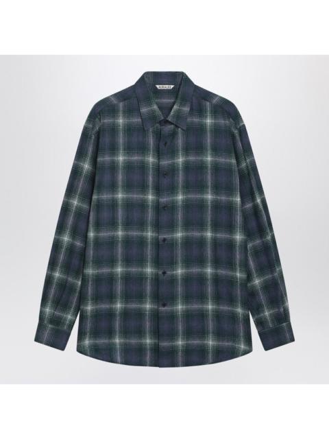 AURALEE Auralee Green/Navy Checked Wool Shirt Men