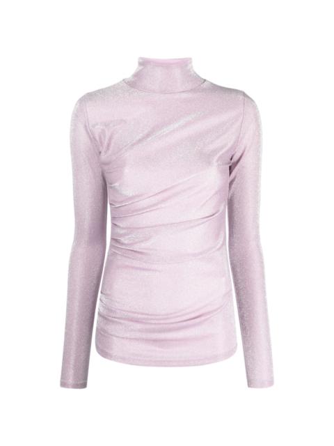 MSGM glittery gathered high-neck T-shirt