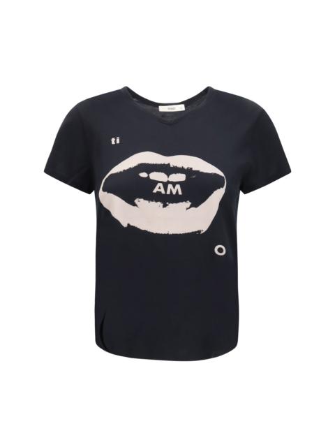 FENDI Fendi Ti Amo Graphic Print Jersey T-shirt Black