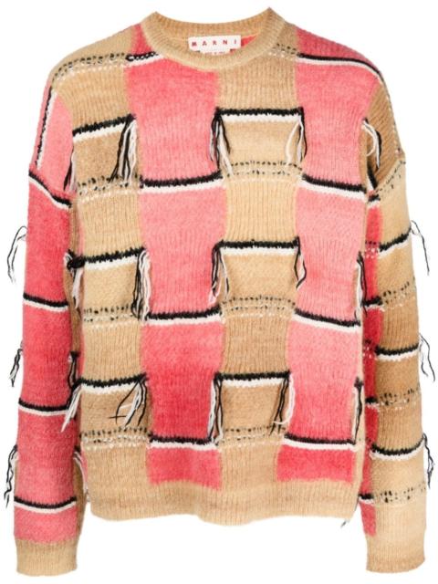Marni geometric-embroidered ribbed jumper