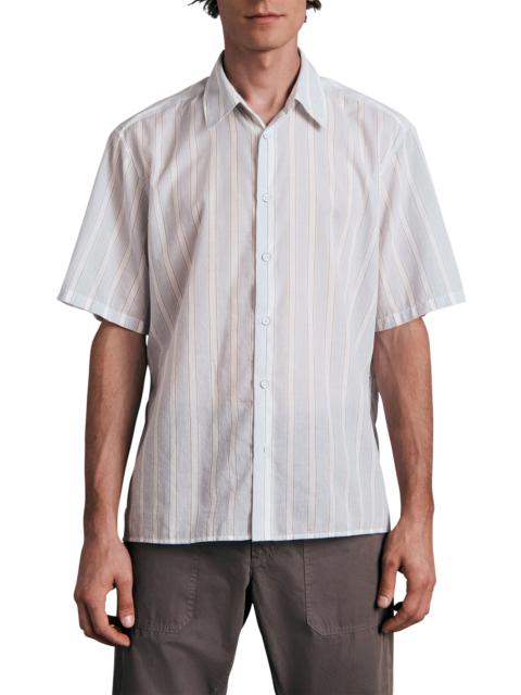 rag & bone rag & bone Dalton Stripe Short Sleeve Button-Up Shirt in Blustripe at Nordstrom