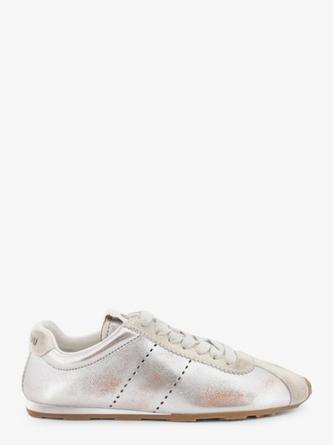 Miu Miu Miu Miu Plume Vintage Silver Leather Sneakers