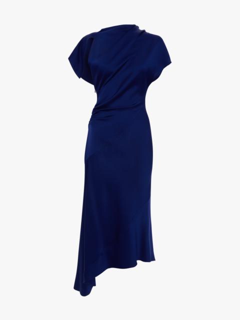 Victoria Beckham Asymmetric Twist Dress In Bright Indigo