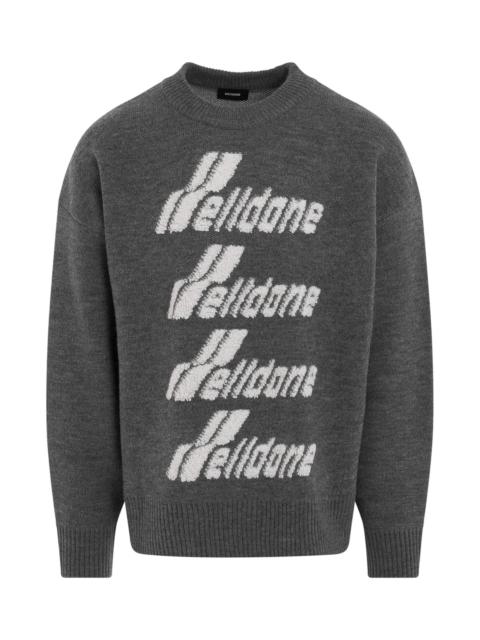 We11done Logo Pile Knit Sweater in Grey
