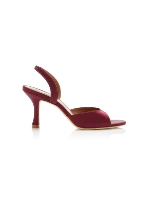 STAUD Brigitte Satin Slingback Sandals red