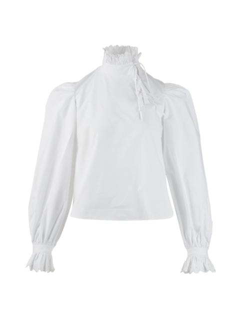 pushBUTTON White Embroidery Frill Blouse