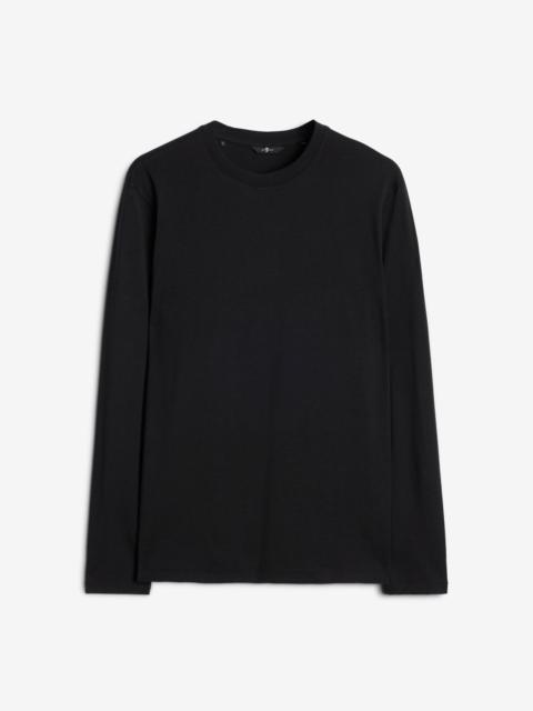7 For All Mankind Lyocell Crewneck Long Sleeve Tee in Black