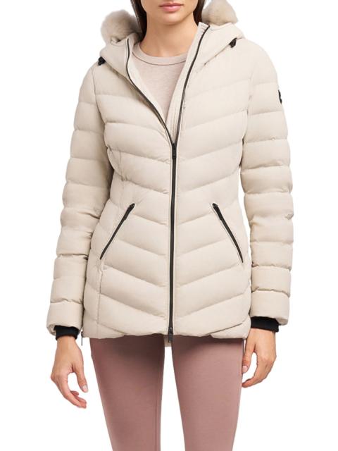 MOOSE KNUCKLES Moose Knuckles Roselawn 5 Water Repellent 800 Fill Power Down Puffer Jacket with Genuine Shearling T