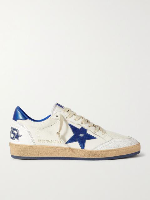 Golden Goose Ball Star Distressed Leather Sneakers White