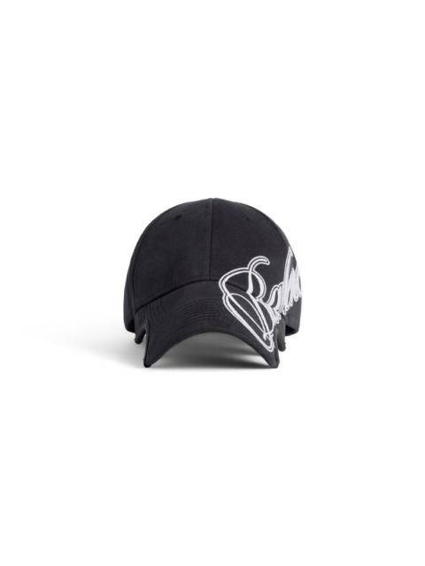 BALENCIAGA Men's Cursive Cap in Washed Black