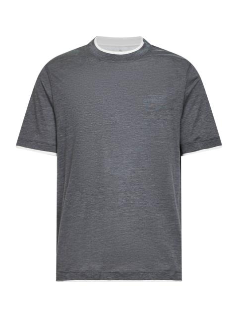 Brunello Cucinelli Brunello Cucinelli Men Dark Grey Jersey Faux Layering T-Shirt