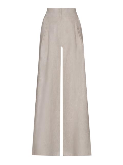 ANDRES OTALORA Desperte Pleated Linen Wide-Leg Pants ivory