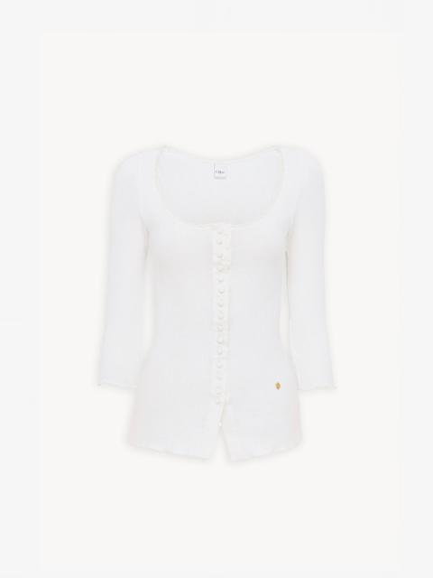 Chloé Scoop-neck fitted white cardigan