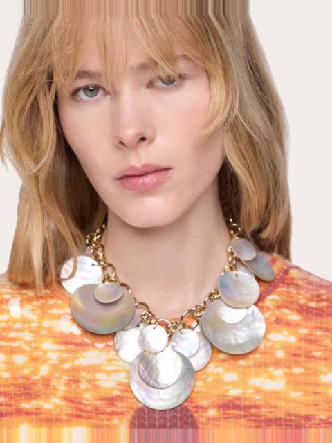 rabanne Mother of Pearl Layered Disc Necklace