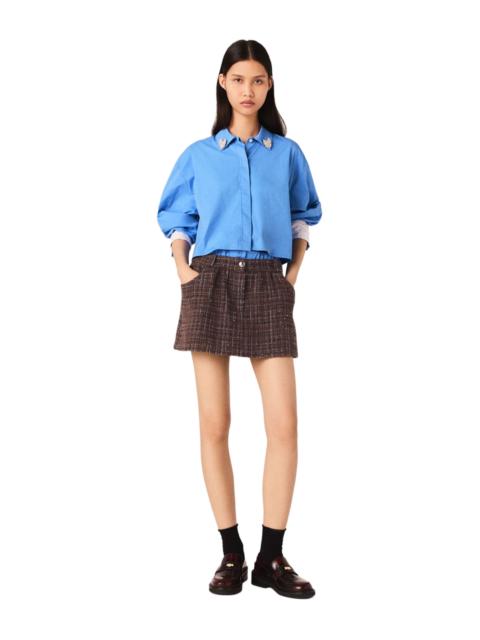 maje maje Tweed shorts with elasticated waistband in Brown at Nordstrom