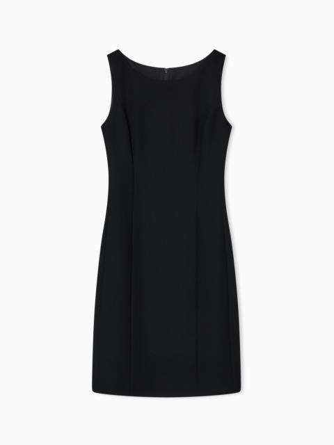 EMPORIO ARMANI WAFFLE-WEAVE TECHNICAL FABRIC SHEATH DRESS