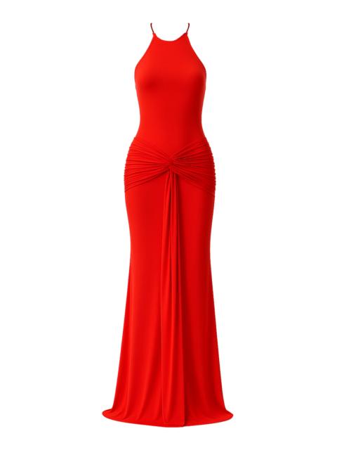 THE NEW ARRIVALS ILKYAZ OZEL Euphorie Open-Back Gathered Jersey Gown red