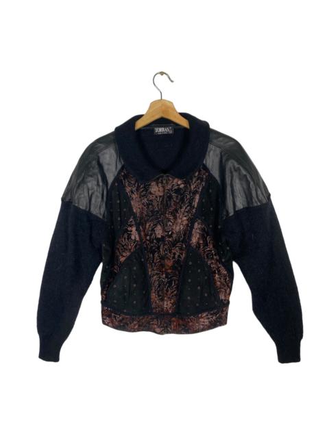 Other Designers Vintage - Vintage 90s Torras Leather Jacket Sleeve Knitwear