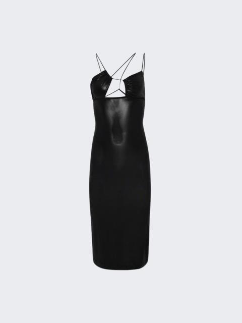 NENSI DOJAKA Asymmetric Bra Midi Dress Glossy Black