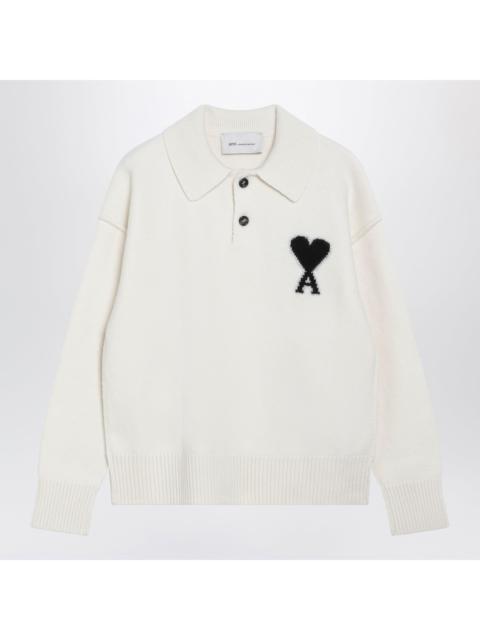 AMI Paris Ami Paris White Ami De Coeur Wool Polo Sweater Women