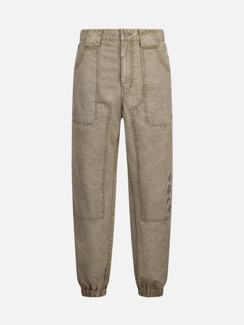EVISU Seagull and Kamon Embroidery Straight Fit Woven Joggers
