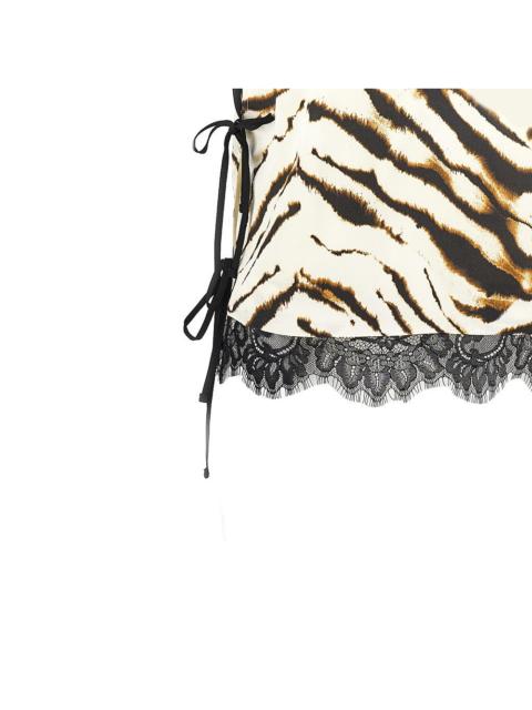 GANNI Ganni Satin Zebra-striped Top Multicolor Women
