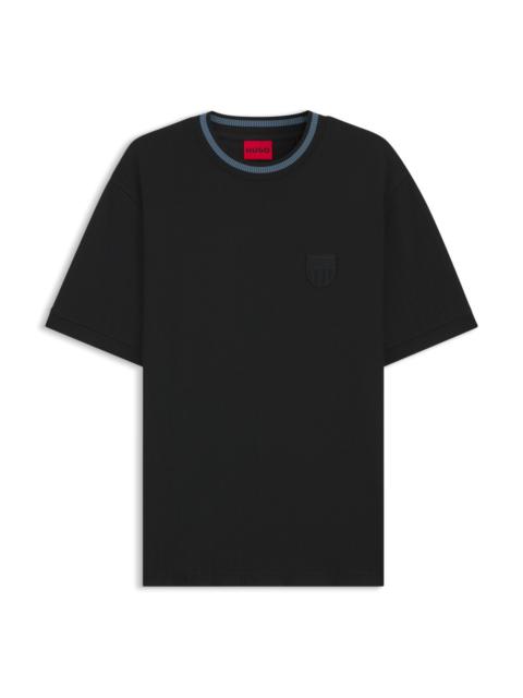 HUGO COTTON-BLEND T-SHIRT WITH DROP-NEEDLE STRIPE
