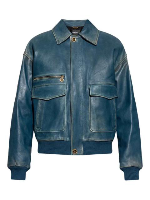 VERSACE Versace Men Leather Zip-Up Jacket