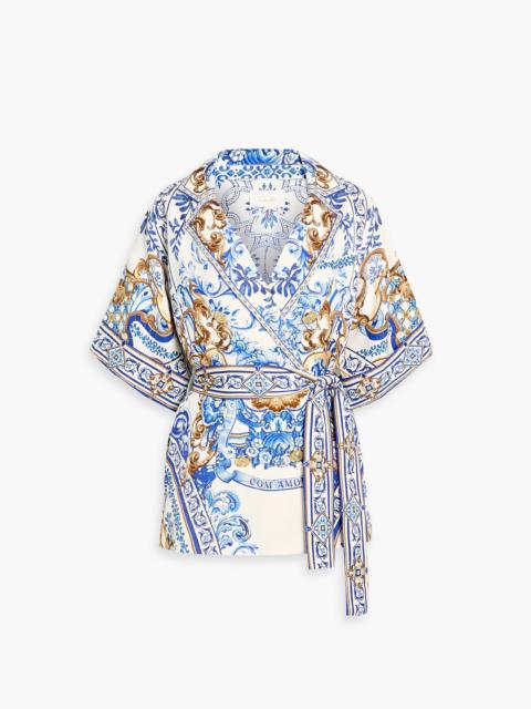 CAMILLA Crystal-embellished printed woven jacket