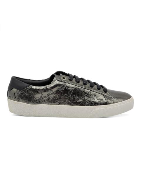 SAINT LAURENT Court Stars Leather Sneakers Silver EU 36.5 US 6.5 New $750