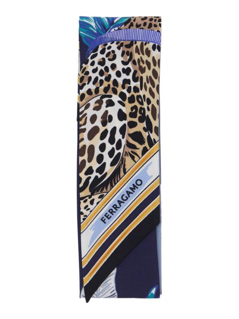 FERRAGAMO Ferragamo Women Blue Silk Scarf With Print Motif