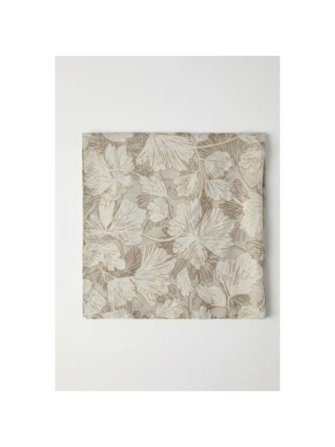Brunello Cucinelli Brunello Cucinelli Beige Silk Floral Print Scarf