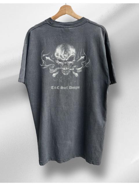 Other Designers Vintage Sunfaded Flame Town & Country Skull Surf Tee