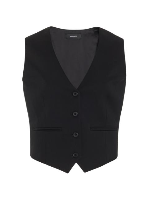 WARDROBE.NYC Cropped Wool Vest black