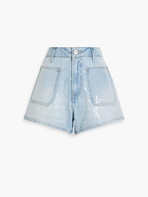 FRAME Sequined denim shorts