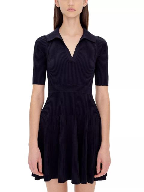 SIMKHAI Patricia Rib Knit Polo Mini Dress