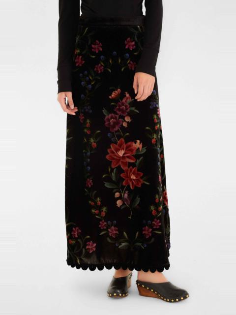 FARM RIO FARM Rio Belle Garden Midi Skirt in Belle Garden Black at Nordstrom