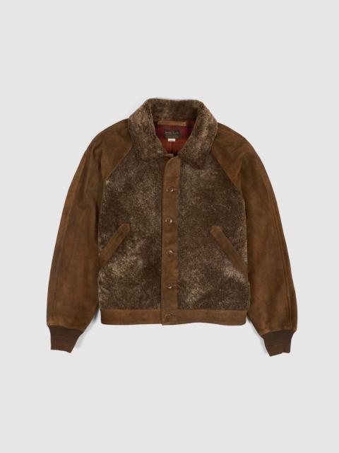 RRL by Ralph Lauren Double RL Grizzly Shearling Paneled Moto Jacket