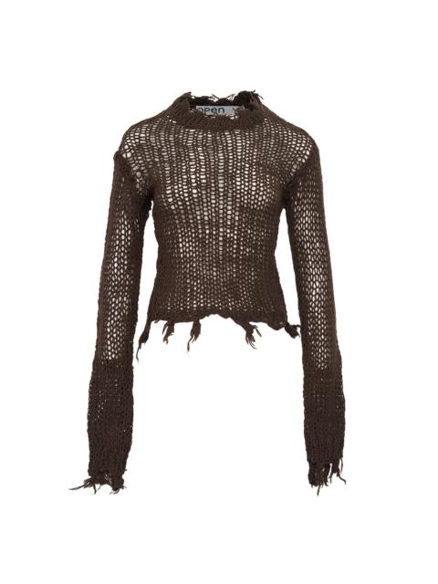 OPEN YY Distressed Crop Knit Top