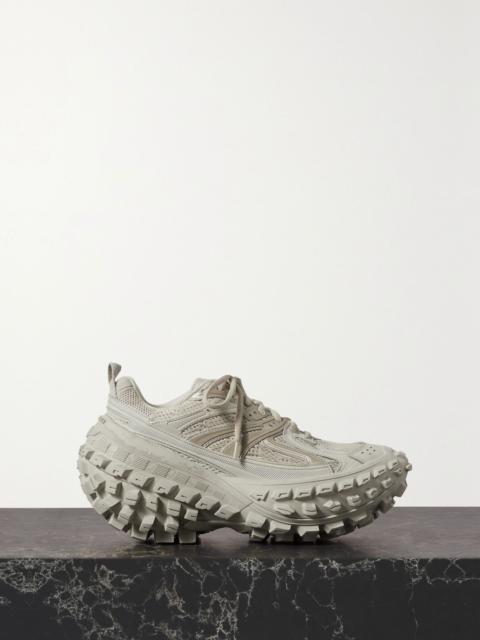 BALENCIAGA Bouncer mesh and rubber platform sneakers Beige
