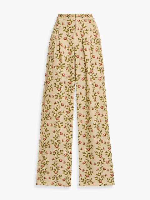 Agua by Agua Bendita Florecer Sueño floral-print twill wide-leg pants