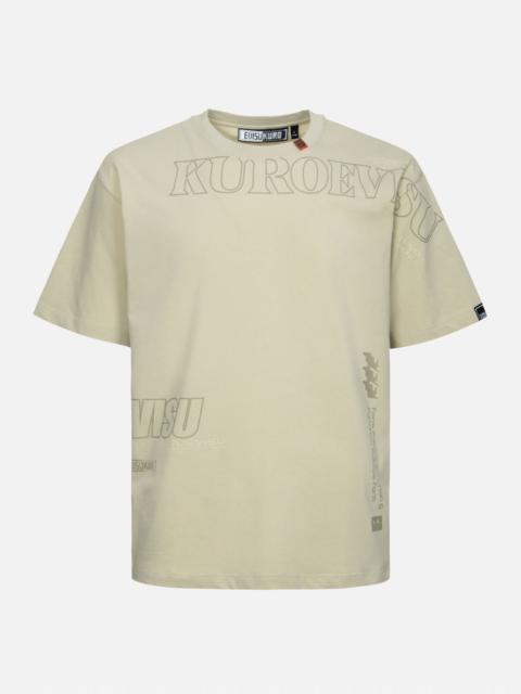 EVISU Logo and Slogan Print Fashion Fit T-Shirt